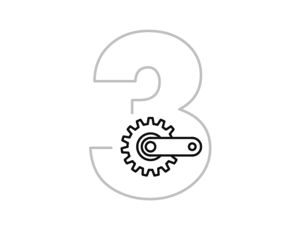 Illustration of crank overlaying an outlined number three