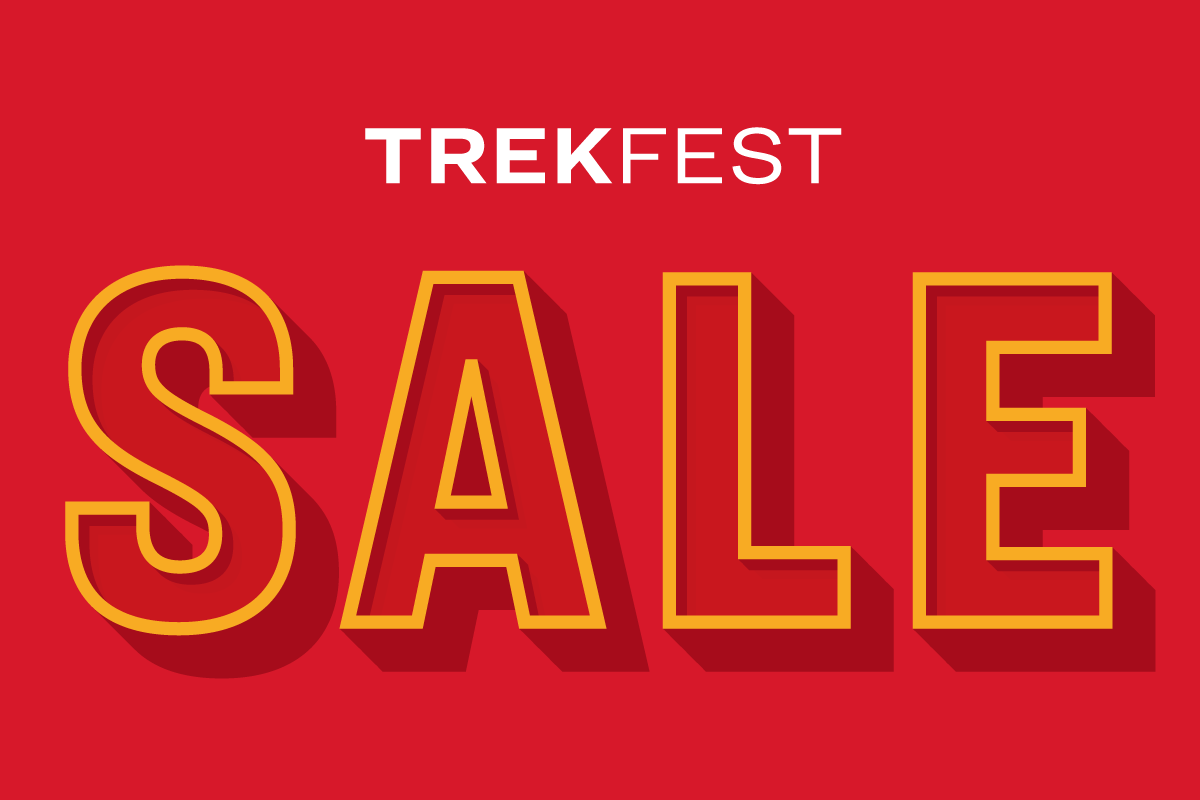 The words 'TREKFEST SALE' on red background