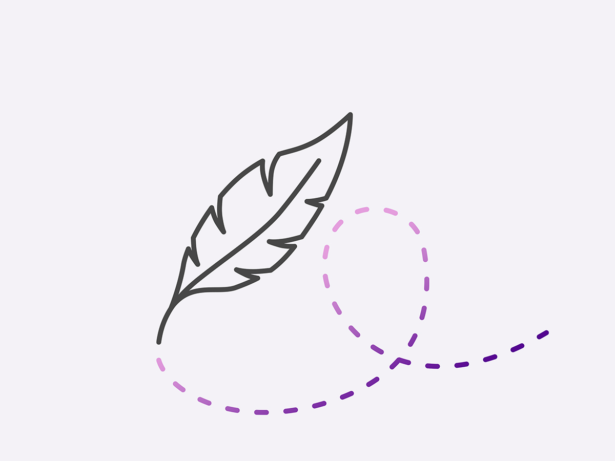 Illustration of leaf with trailing dotted line