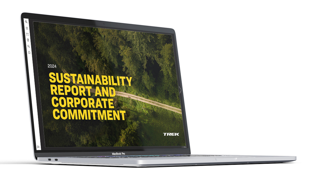 2024 Trek Sustainability report shown on a laptop