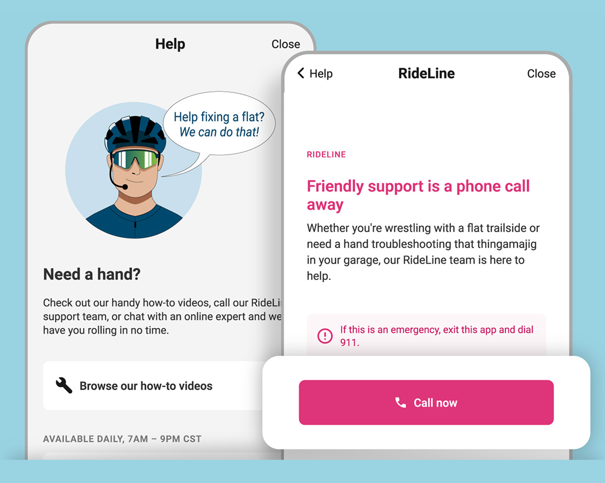 RideLine service app screens